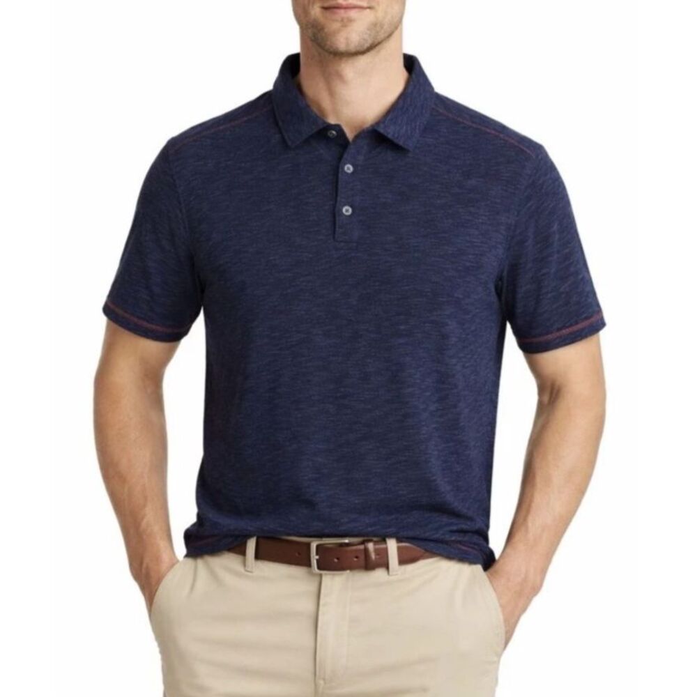 Nat Nast Men's Navy Blue Performance Short Sleeve Classic Polo Shirt Size L